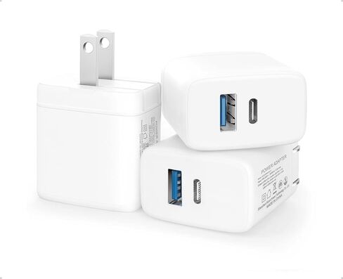 [3Pack] USB C Wall Charger, 20W Dual Port Power Delivery+QC3.0 Fast Charger with Foldable Plug Type C Charging Block for iPhone 15 14 13 12 11 Pro Max Mini Plus XS XR X, iPad Pro, Samsung Galaxy in Saudi Arabia