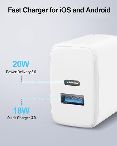 [3Pack] USB C Wall Charger, 20W Dual Port Power Delivery+QC3.0 Fast Charger with Foldable Plug Type C Charging Block for iPhone 15 14 13 12 11 Pro Max Mini Plus XS XR X, iPad Pro, Samsung Galaxy in Saudi Arabia