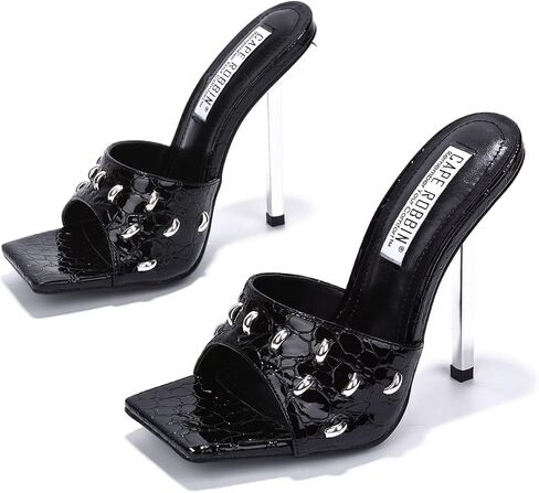 Cape Robbin Tennon Sexy Stiletto High Heels for Women, Faux Crocodile Square Open Toe Shoes Heels in Kuwait