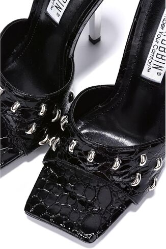 Cape Robbin Tennon Sexy Stiletto High Heels for Women, Faux Crocodile Square Open Toe Shoes Heels in Kuwait