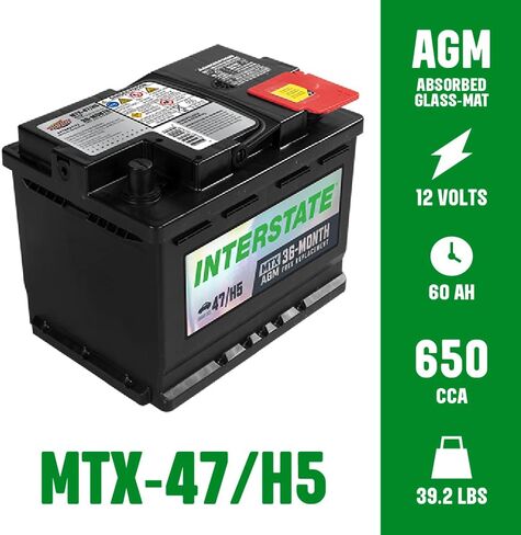 بطاريات السيارات بين الولايات 12 فولت 80 أمبير (حجم المجموعة H7، 94R) 850CCA SLI AGM بطارية بديلة للسيارات للسيارات وسيارات الدفع الرباعي وسيارات السيدان والشاحنات (MTX-94R/H7) in Kuwait