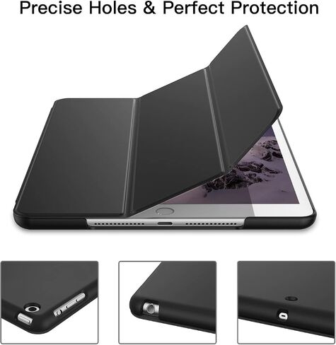 حافظة JETech لجهاز iPad Air 1 9.7 بوصة (موديل 2013، الجيل الأول)، غطاء خلفي صلب واقٍ للكمبيوتر اللوحي ناعم الملمس، تنبيه/غفو تلقائي (أسود) in Saudi Arabia