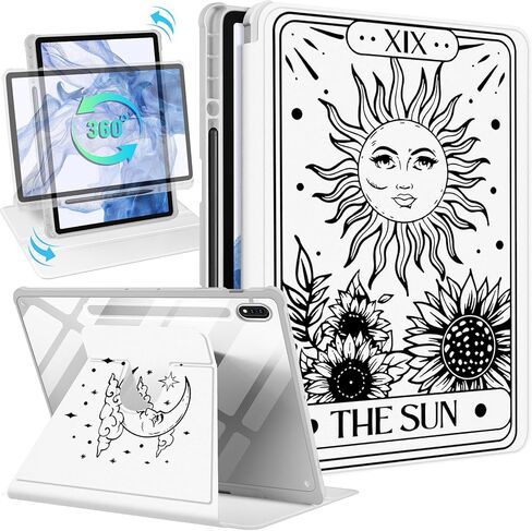 for Samsung Galaxy Tab S9 Plus/S9 FE Plus Case 12.4 Inch Women Girls Cute Folio Cover with Pencil Holder Girly Flower Floral Design Rotating Stand Pretty Tablet Case for Tab S9 FE+/S9+ 2023 in Kuwait