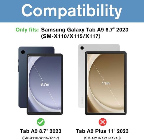 ProCase Smart Case for Galaxy Tab A9 8.7 Inch 2023, Slim Stand Hard Back Shell Protective Smart Cover Case for Galaxy Tab A9 8.7" SM-X110/X115/X117- Black in Kuwait