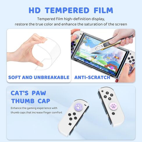 HYPERCASE Cute Mushroom Floral Switch OLED Carrying Case, Portable Travel Accessories Storage Bag with Glitter Switch OLED Protective Cover Skin, Shoulder Strap, Screen Protector & 2 Thump Caps in Saudi Arabia