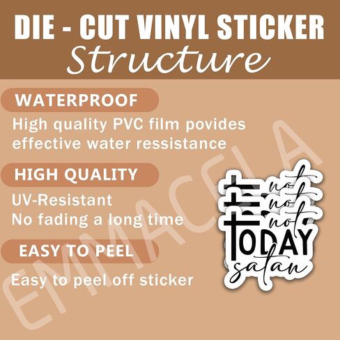 (3PCS) Not Today Satan Sticker Funny Quotes Stickers for Christian, Jesus Lovers, God Lovers, Prayers, Decorate Books Laptops Tumblers Water Bottles Kindles, Waterproof Vinyl Decals 3'' x 2.8" in Saudi Arabia