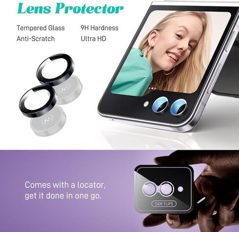 TERPINK 2+2 واقي شاشة خارجي من الزجاج المقوى وكاميرا لهاتف Samsung Galaxy Z Flip 5، زجاج مقسى 9H، حافة مقوسة 2.5D، فائقة الدقة، مضادة للخدش in Kuwait