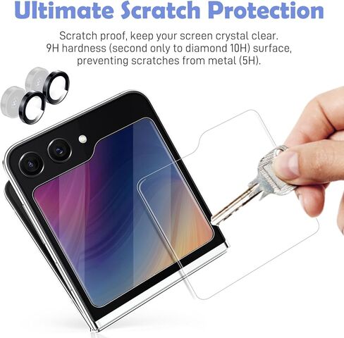 TERPINK 2+2 واقي شاشة خارجي من الزجاج المقوى وكاميرا لهاتف Samsung Galaxy Z Flip 5، زجاج مقسى 9H، حافة مقوسة 2.5D، فائقة الدقة، مضادة للخدش in Kuwait