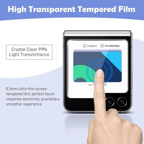 TERPINK 2+2 واقي شاشة خارجي من الزجاج المقوى وكاميرا لهاتف Samsung Galaxy Z Flip 5، زجاج مقسى 9H، حافة مقوسة 2.5D، فائقة الدقة، مضادة للخدش in Kuwait