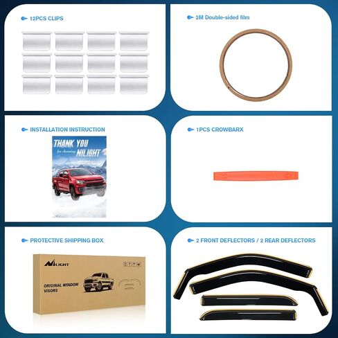 Nilight in Channel Rain Guards for Dodge Ram 1500 2009 2010 2011 2012 2013 2014 2015 2016 2017 2018 Quad Cab,Original Window Deflectors, Vent Window Visors-4pcs in Saudi Arabia
