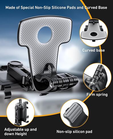 حامل الهاتف الخليوي على لوحة القيادة، حامل الهاتف المحمول متعدد الوظائف على لوحة القيادة مع قاعدة مضادة للانزلاق، دوران 360 درجة وتصميم مشبك للتشغيل بيد واحدة، متوافق مع الهواتف الذكية مقاس 4-7 بوصة in Kuwait