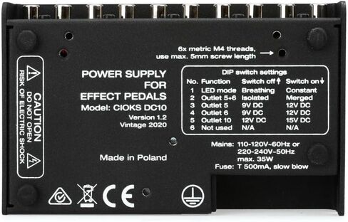 CIOKS DC10 Isolated Guitar Pedal Power Supply - 10-Output Bundle w/ 4X Strukture S6P48 Woven Right Angle Patch Cables and Liquid Audio Polishing Cloth in Saudi Arabia