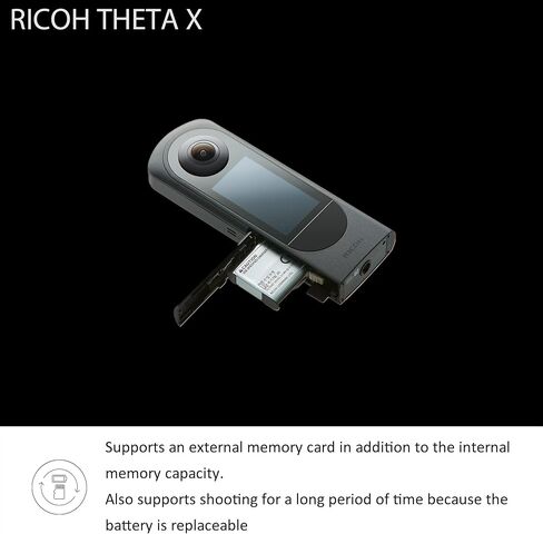 كاميرا Ricoh Theta X 360 درجة، صورة عالية الدقة لحوالي 60 مترًا، 5.7K 360، شاشة تعمل باللمس (متجددة) in Kuwait