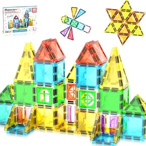 PicassoTiles 60 Piece Magnetic Building Block Mini Diamond Series Travel Size On-The-Go Construction Toy Set STEM Learning Kit Educational Playset Child Brain Development Stacking Blocks PTM60