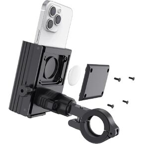 Bike Phone Mount with Hidden Airtag Holder, Anti-Lost Motorcycle Phone Holder for Bicycle Scooter Shake-Free, Camera Friendly Phone Handlebar Compatible with iPhone, Samsung, All Cell Phone