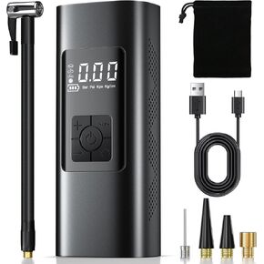 Coquimbo Tire Inflator Portable Air Compressor - 150PSI Electric Air Pump for Car Tires Cordless Car Accessories for Bike Motorcycle Ball Balloon Gifts for Men Women Dad Him Husband (Black)