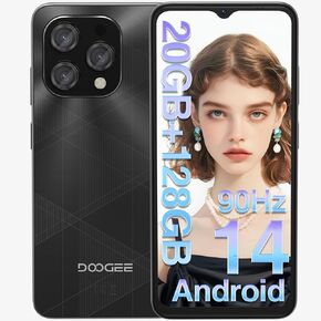 DOOGEE N55PLUS Cell Phone Android 14, Mobile Phones 20(8+12) GB+128GB, Smartphones 6.56" HD+ Dual SIM 4G/Octa-Core 12nm/Widevine L1/ Face Unlock/OTG, Black