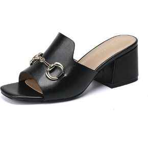 صنادل نسائية من Stratuxx Kaze بكعب عريض وكعب منزلق مع سلسلة معدنية لفصل الصيف الأنيق مقاس 5-11 in Kuwait