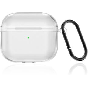 Geekboy Soft TPU Case Cover Compatible for AirPods 3 (2021) with Keychain Portable Shockproof and Dustproof See-Through Protective Cover, Front LED Visible, AirPods 3 Accessories - Clear