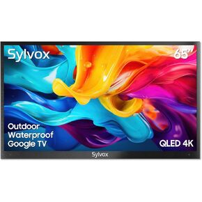 SYLVOX 55'' Outdoor Google TV Waterproof 4K QLED Television, Built-in Chromecast Voice Assistant 15W Stereo Surround Panoramic Sound, High Brightness for Partial Sun, DeckProQLED+ Series