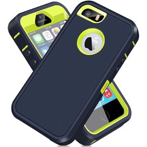 ACAGET for iPhone SE 2016 Heavy Duty Protective Armor Shock-Absorbing Dual Layer Rubber TPU + PC Cover Non-Slip Bumper Phone Cases for iPhone 5S/5 Black