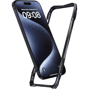 Aluminum Bumper Case for iPhone 16 Pro Max, No Back Design Compatible with MagSafe Black Metal Frame Shock Absorbent Cool Design Not Affect Signal, Backless Fast Heat Dissipation (16 pro max)