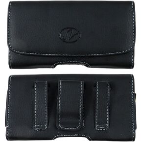 [Rhino]XL Size Leather Case Holster Cover Side Pouch with Belt Clip & Belt Loot for samsung galaxy S5 S 5 I9600(fits the Phone + otter box / commuter case / dual layer hybrid case)