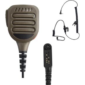 IP65 Waterproof Shoulder Mic Walkie Talkie Radio Speaker Microphone with 3.5mm Listen Earpiece for Hyt Hytera pd602i pd602 pd682i pd662i hp602 hp682 bd519 bd6302 pd680(Dark Kaki Color)
