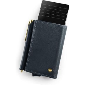 Mini Cardholder Wallet with Pen/Genuine Leather Wallet for Men & Women/Money Clip Wallet/Smart Card Holder / W3 (Brown Napa)