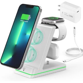 Wireless Charger for Apple Devices, 3 in 1 Magnetic Charger Station,18W Fast Charger Stand, Fast Charging Stand Dock for Apple Watch Series & AirPods in Saudi Arabia