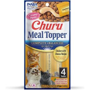 INABA Churu Meal Topper for Cats, Complete & Balanced, Creamy, Lickable Purée Cat Food Topper, 0.5 Ounce Tube, 5 Flavor Variety Pack