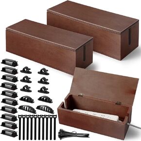 3 Pcs Cable Management Box Set with 130 Pcs Cable Management Kit, 3 Sizes Cable Organizer Box Desk Cord Hider Cord Holder Power Cover Cable Clips Sleeve for Wire Storage and Organization