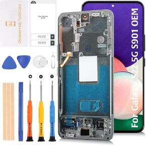 S22 5G S901 OEM Original LCD Display +Green Frame for Samsung Galaxy S22 5G S901B S901U/U1/W 6.1" LCD Screen Display Replacement Touch Digitizer Assembly Kit