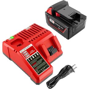5.0Ah 18V Lithium Battery and Charger Compatible with Milwaukee 18V 48-11-1852 48-11-1850 48-11-1862 48-11-1865 M18 Batteries