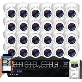 GW Security 32 Channel 4K NVR 5MP H.265 IP Surveillance Security Camera System with 24-Piece Super HD 1920P Weatherproof Microphone PoE Security Dome Cameras, AI Human Detection