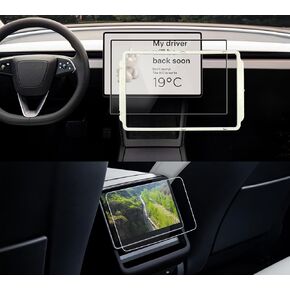لـ 2024 Tesla Model 3 Highland Navigation 15.4 بوصة وخلفية 8 بوصة واقي شاشة من الزجاج المقسى مع ملحقات شاشة اللمس لأداة المحاذاة التلقائية (غير لامع)