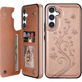 Compatible with Samsung Galaxy A14 5G Case Wallet with Card Slot Butterfly Embossing Flip Leather Magnetic Clasp Protective Phone Case for Samsung Galaxy A14 Case Wallet(Green-6.6 inch)