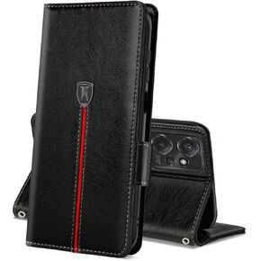 حافظة لهاتف Motorola Moto G Power 5G 2023 / Moto G 5G 2023، حافظة هاتف بمحفظة جلدية مغناطيسية بفتحات للبطاقات، غطاء واقٍ من الصدمات من مادة TPU مع مسند، حافظة فوليو مقاومة للصدمات، أسود in Kuwait