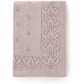 LAWKUL Cellular Blanket Baby 100% Cotton Knitted Soft Knit Crochet Blankets for Newborn Boy Girls Toddler Light Grey 100x80cm