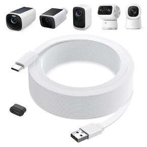 25ft Power Cable for eufy SoloCam S220, C210, Power Extension Cable for eufyCam 3/S330, 3C/S300, Weatherproof Flat Charging Cord for eufy Indoor Cam S350/C220/C210, Indoor Outdoor Use