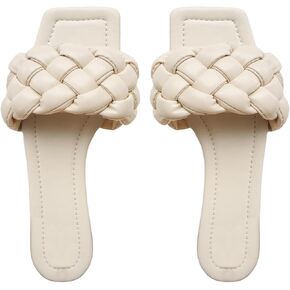 Verdusa Women's Square Open Toe Braided Sandals Slip On Slide Flat Summer Shoes in Kuwait