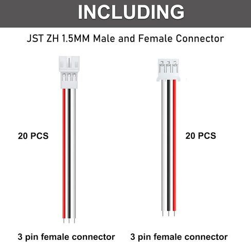 JST ZH 1.5mm 4 Pin Connector,20 PCS Male Plug and 20 PCS Female Socket, Micro Wire Connectors with 200mm Extension Cable AWG 26 in Saudi Arabia