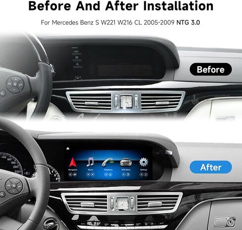 Android 13 شاشة لمس السيارة 10.25 بوصة 8 كور 4 جيجابايت رام + 64 جيجابايت روم راديو السيارة مشغل الوسائط المتعددة نظام تحديد المواقع للملاحة لمرسيدس بنز S W221 W216 CL 2005-2009 S-Class Head Unit (NTG 3.0) in Kuwait