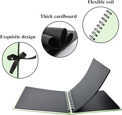 Scrapbook Photo Album 60 Black Pages Scrap Book Memory Book 6 x 8.5 inch Guest Book Scrapbook Album Accessories with Corner Stickers for Baby Shower, Wedding, Travelling Pink in Saudi Arabia