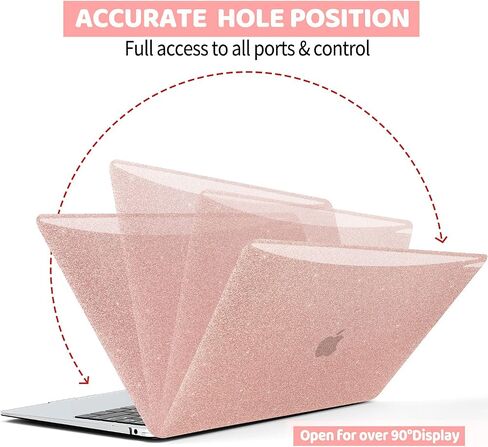 Anban Compatible with MacBook Air 13 inch Case 2022 2021 2020 2019 2018 Release A2337 M1 A2179 A1932 Touch ID, Glitter Smooth Hard Protective Case & Sparkle Laptop Sleeve & Keyboard Cover, Rose Gold in Saudi Arabia