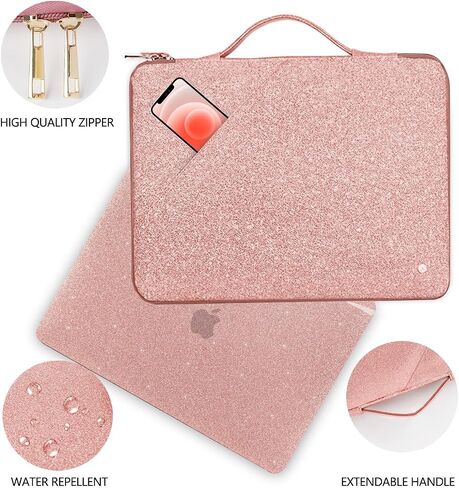 Anban Compatible with MacBook Air 13 inch Case 2022 2021 2020 2019 2018 Release A2337 M1 A2179 A1932 Touch ID, Glitter Smooth Hard Protective Case & Sparkle Laptop Sleeve & Keyboard Cover, Rose Gold in Saudi Arabia