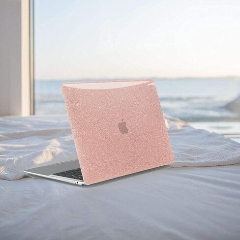 Anban Compatible with MacBook Air 13 inch Case 2022 2021 2020 2019 2018 Release A2337 M1 A2179 A1932 Touch ID, Glitter Smooth Hard Protective Case & Sparkle Laptop Sleeve & Keyboard Cover, Rose Gold in Saudi Arabia