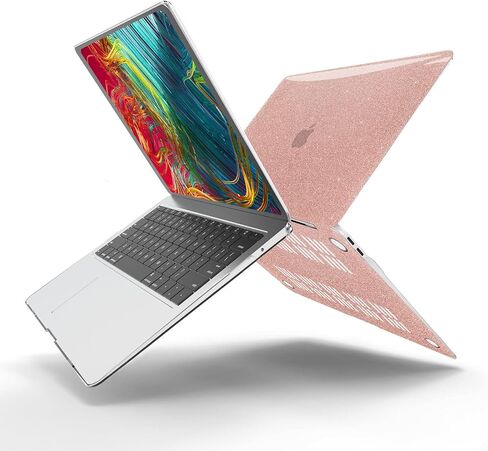 Anban Compatible with MacBook Air 13 inch Case 2022 2021 2020 2019 2018 Release A2337 M1 A2179 A1932 Touch ID, Glitter Smooth Hard Protective Case & Sparkle Laptop Sleeve & Keyboard Cover, Rose Gold in Saudi Arabia