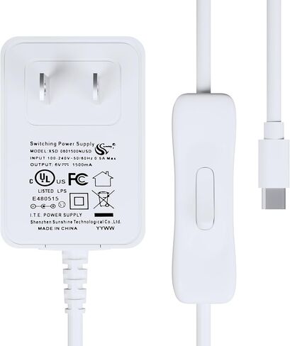 IoTCrazy 5.1V 3A 15W محول إمداد الطاقة Raspberry Pi مع مفتاح تشغيل/إيقاف، يدعم جميع لوحات Raspberry Pi Micro USB، يدعم 3 B+/Pi 3 /Pi Zero W/Pi Zero/Pi 1 /Pi 2 /Pico، 5.1V 3A ، قابس أمريكي، أبيض in Saudi Arabia