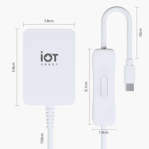 IoTCrazy 5.1V 3A 15W محول إمداد الطاقة Raspberry Pi مع مفتاح تشغيل/إيقاف، يدعم جميع لوحات Raspberry Pi Micro USB، يدعم 3 B+/Pi 3 /Pi Zero W/Pi Zero/Pi 1 /Pi 2 /Pico، 5.1V 3A ، قابس أمريكي، أبيض in Saudi Arabia